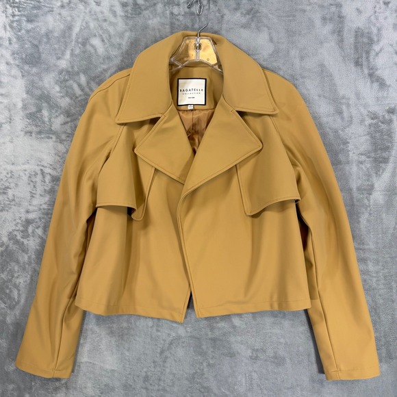 Bagatelle Collection Jackets & Blazers - Bagatelle Cropped Jacket Women's Small Camel Tan Open Front Jacket